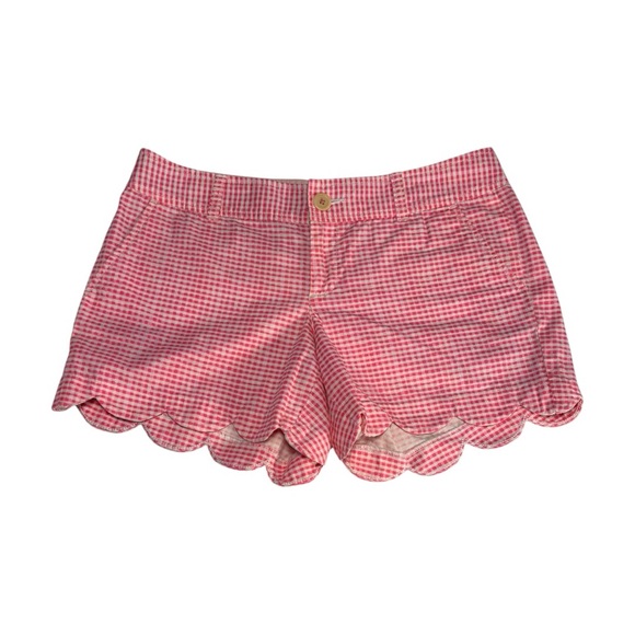 Lilly Pulitzer Pants - Lilly Pulitzer Buttercup Scallop Shorts Pink Gingham Women’s Size 8 Preppy